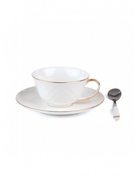 SELETTI Guiltless Tasse à thé en porcelaine avec assiette et cuillère à café - Giunone