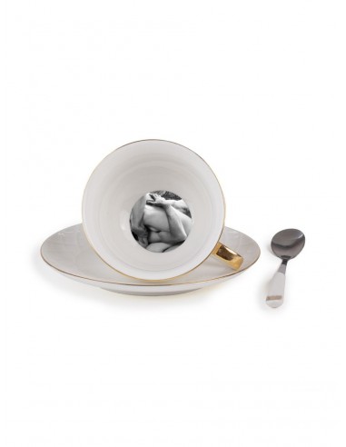 SELETTI Guiltless Tasse à thé en porcelaine avec assiette et cuillère à café - Bona Dea