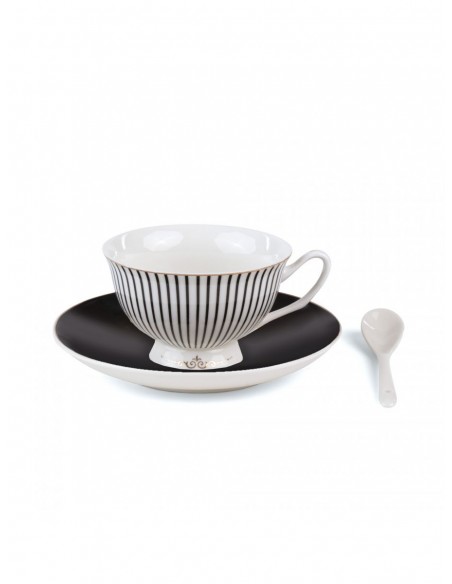 SELETTI Guiltless Tasse à thé en porcelaine avec assiette et cuillère à café - Minerva