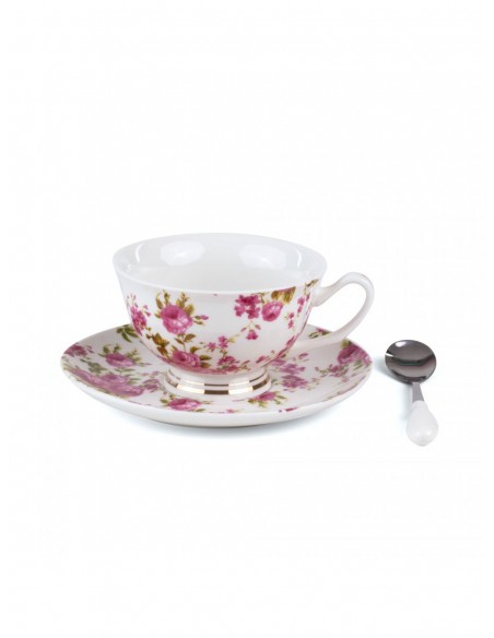 SELETTI Guiltless Tasse à thé en porcelaine avec assiette et cuillère à café - Vittoria