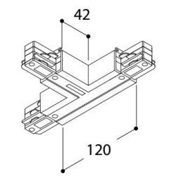 TAL LIGHTING SURFACE TRACK 3F - T COUPLER EARTH INSIDE + LEFT