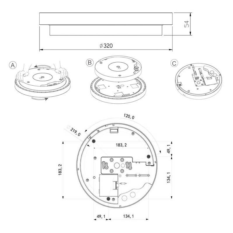 Integratech Disc Plaffonier capteur+secours
