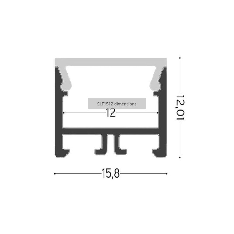 Integratech Profil SL Flat 15x12 3m plexi noir acc. inclus