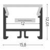 Integratech Profil SL Flat 15x12 3m plexi noir acc. inclus