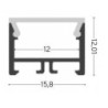 Integratech Profil SL Flat 15x12 2m plexi noir acc. inclus