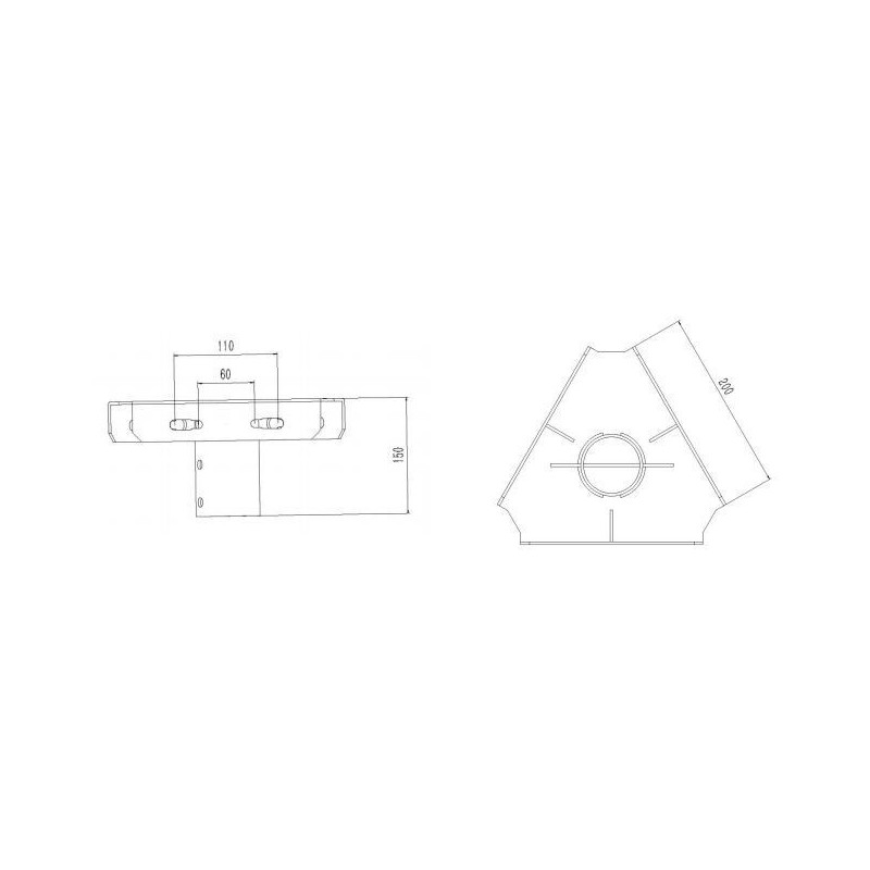Integratech Support pour poteau 60mm pour 3 projecteur Evolve