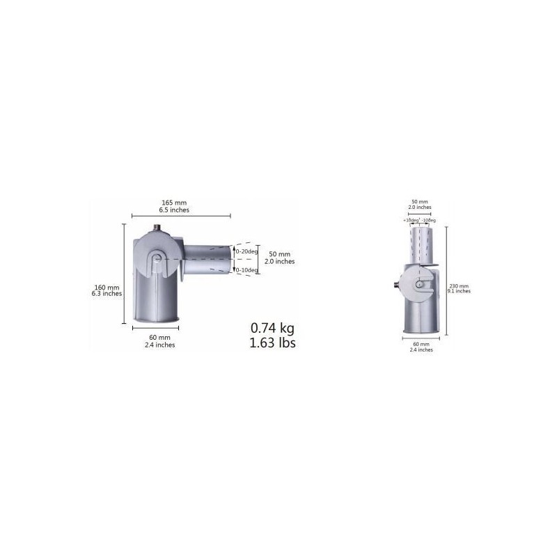Integratech Streetlight mini adapter 90° richtbaar Pollerleuchte