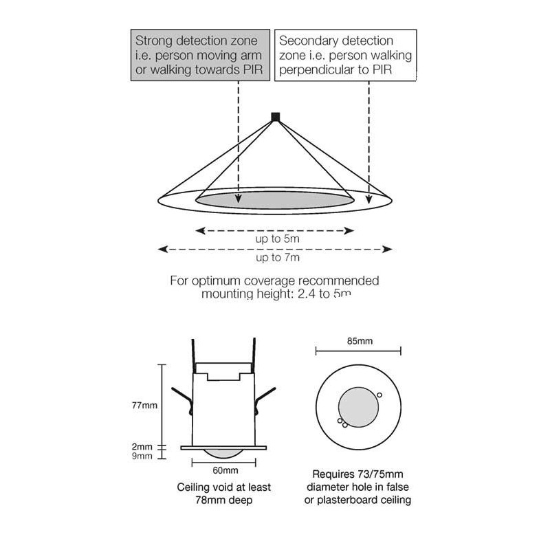 Integratech PIR encastrer IP20 wide beam Integraconnect