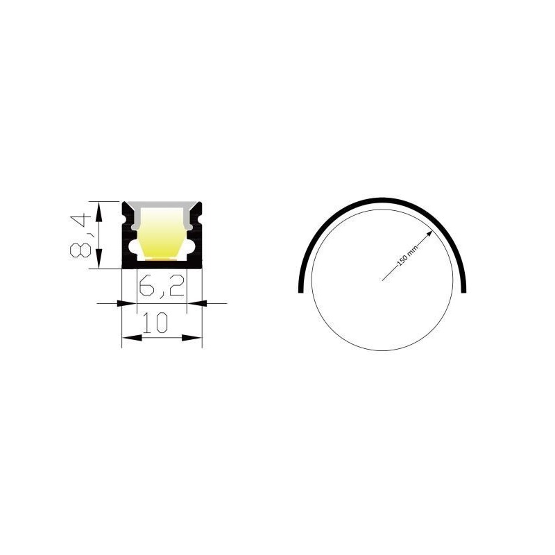 Integratech Plooibaar LED profiel SLB10 Complete kit