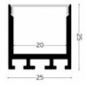 Integratech Profiel SL Flat 25x25 3m diff. opaal incl. acc.
