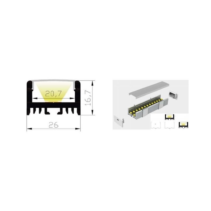 Integratech LED profiel Baseline 26x17 2m