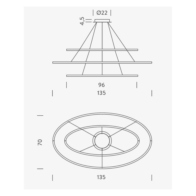 Nemo Ellisse Triple Lampe suspendue