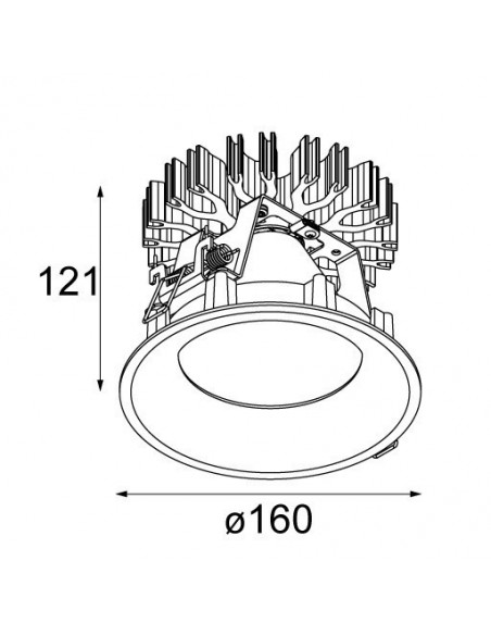 Modular Smart cake 160 diffuse IP55 LED wide GE Spot encastré