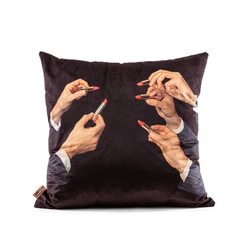 SELETTI TOILETPAPER Coussin 67 x 67 cm - Lipsticks Black