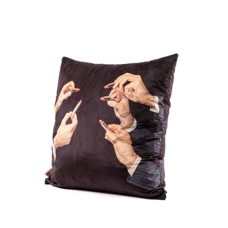 SELETTI TOILETPAPER Coussin 67 x 67 cm - Lipsticks Black
