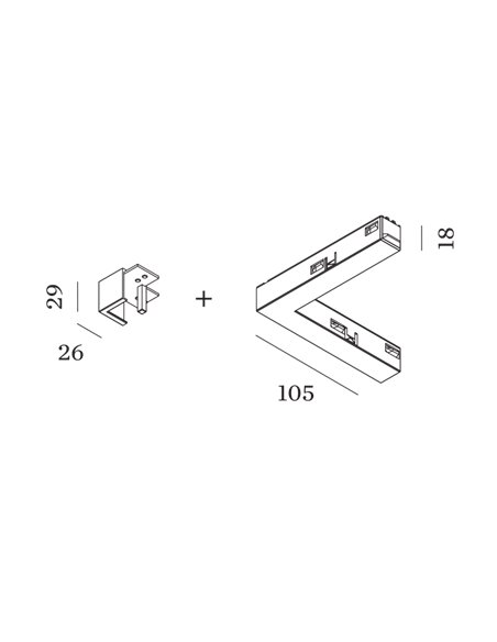 Wever & Ducré STREX SYSTEM SURFACE NON ELECTRICAL L-CONNECTOR Accessoire