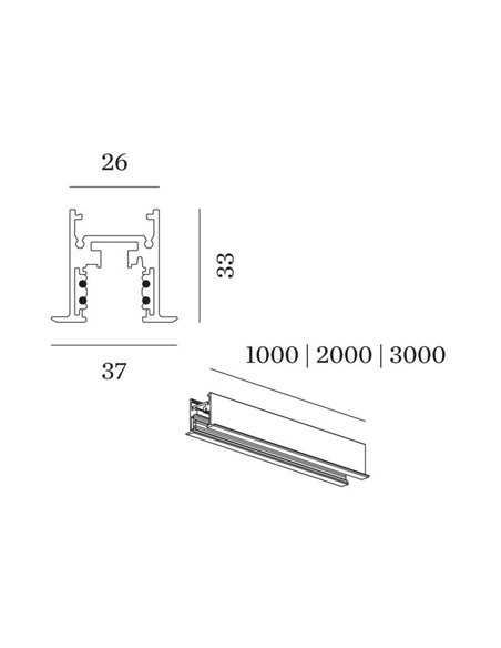 Wever & Ducré 48V DALI tracks | recessed Track Profile 1m