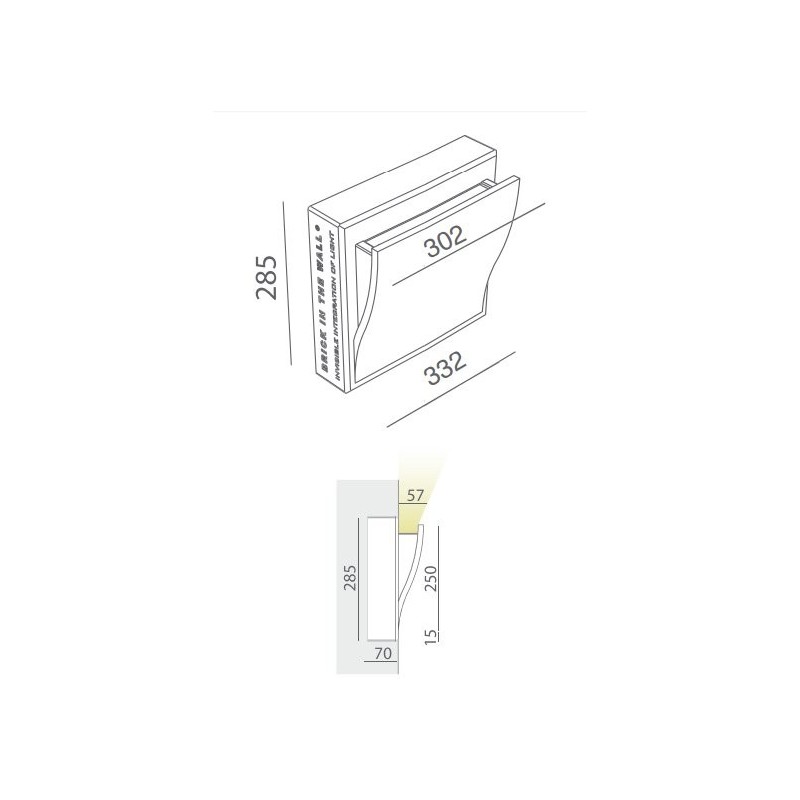 BRICK IN THE WALL Wave S IP20 LED 1000LM 230VAC