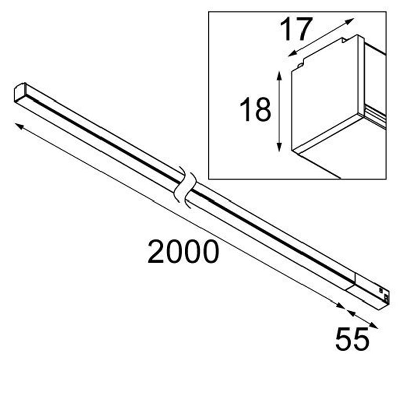Modular Pista track 48V LED linear GI (2000mm) 
