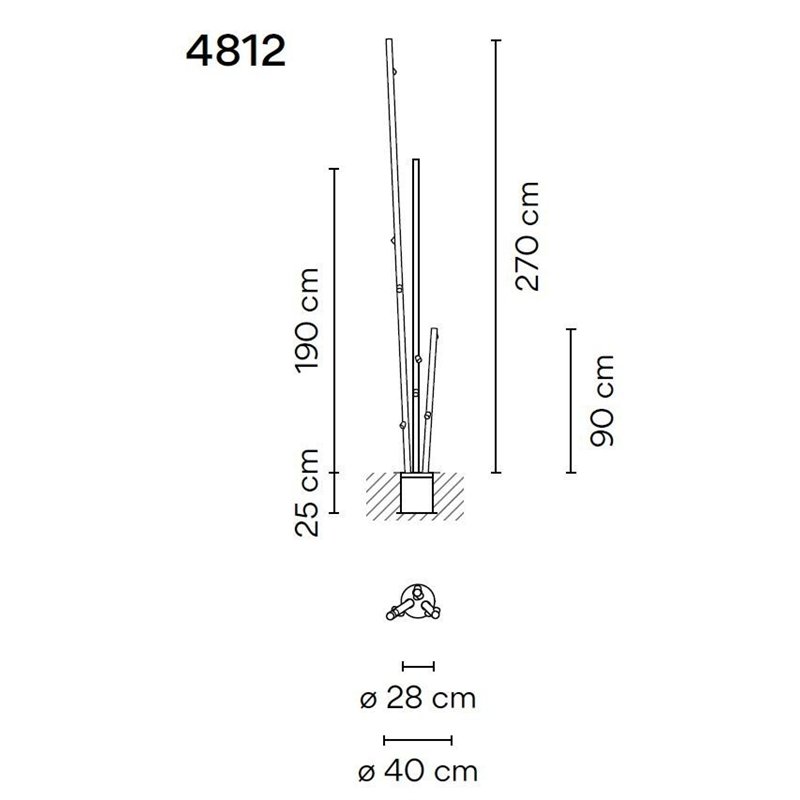 Vibia Bamboo Triple 270 Recessed lampadaire extérieurs