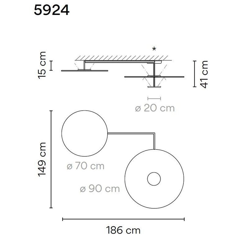 Vibia Flat 3X 186 plafonnier