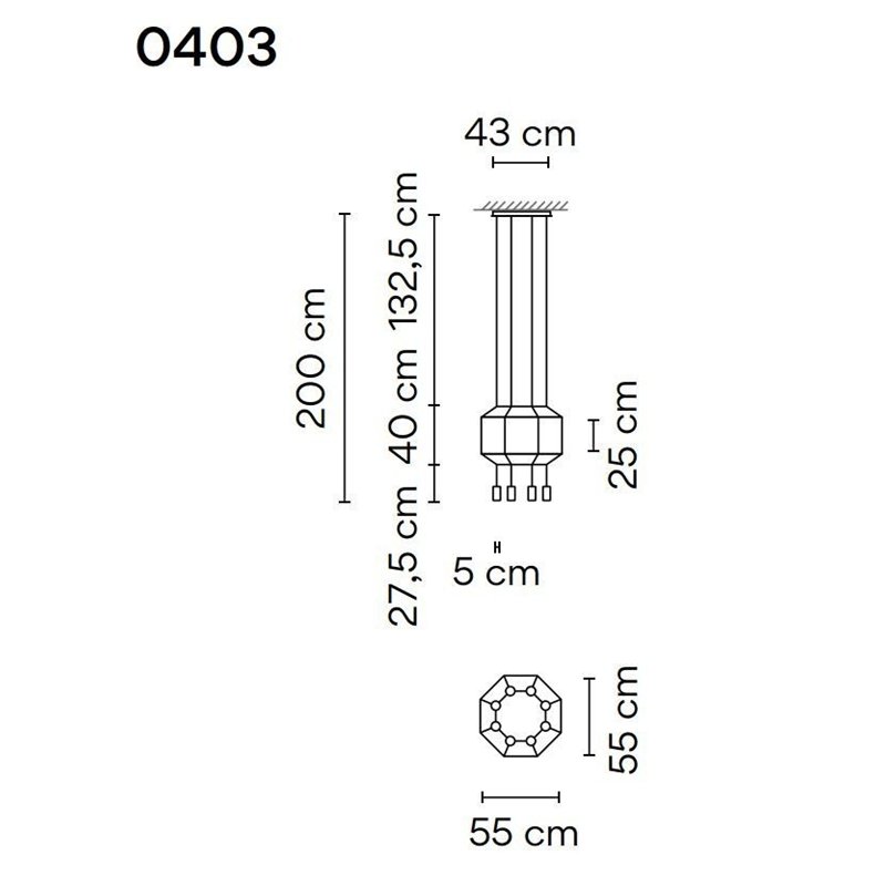 Vibia Wireflow Octagonal 55 lampe a suspension