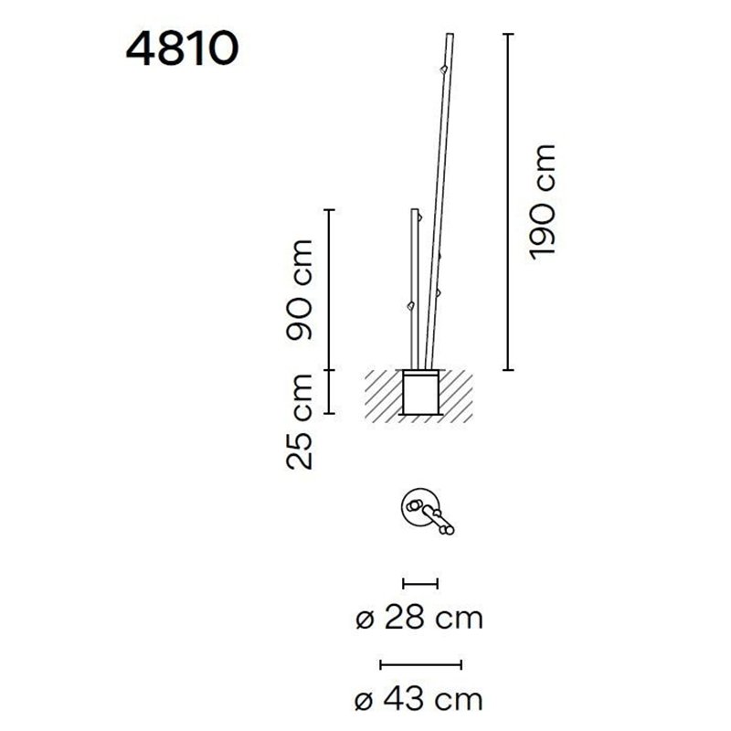 Vibia Bamboo Double 190 Recessed lampadaire extérieurs