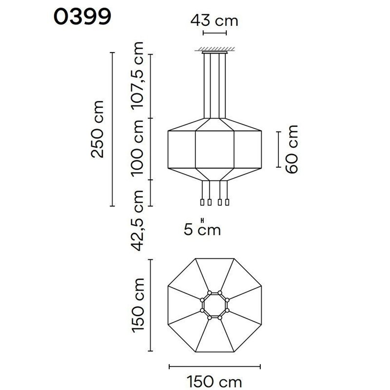 Vibia Wireflow Octagonal 150 lampe a suspension
