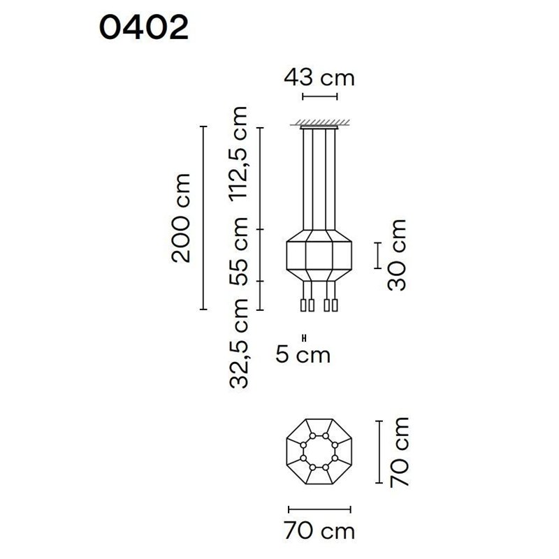 Vibia Wireflow Octagonal 70 lampe a suspension