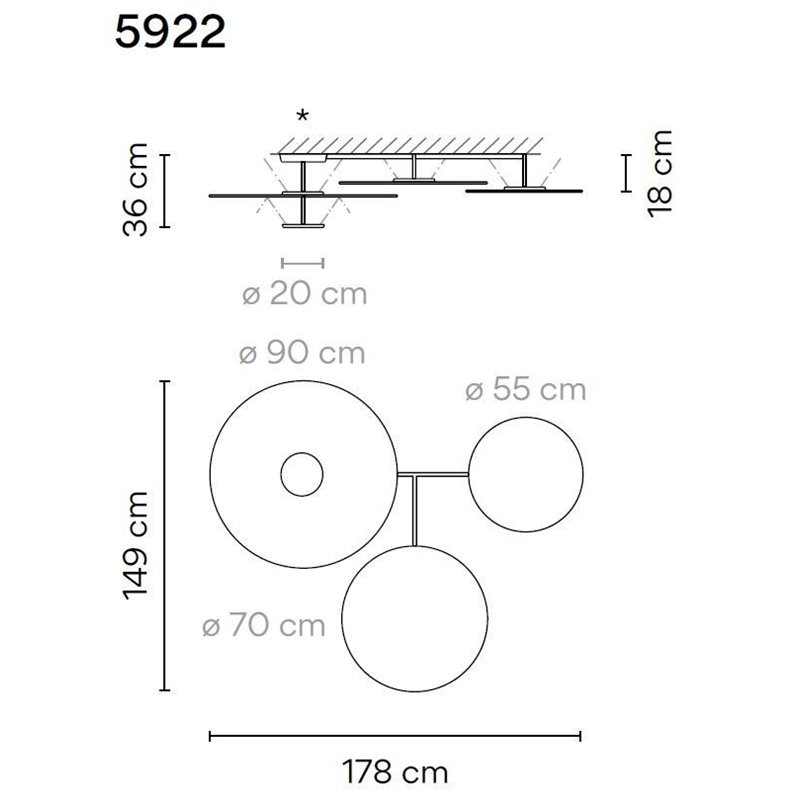 Vibia Flat 4X 178 plafonnier
