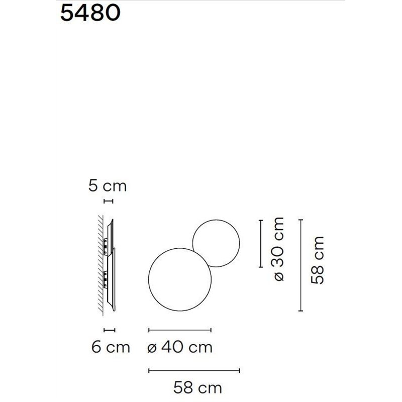 Vibia Puck Wall Art Double 58 applique