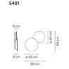 Vibia Puck Wall Art Double 69 applique