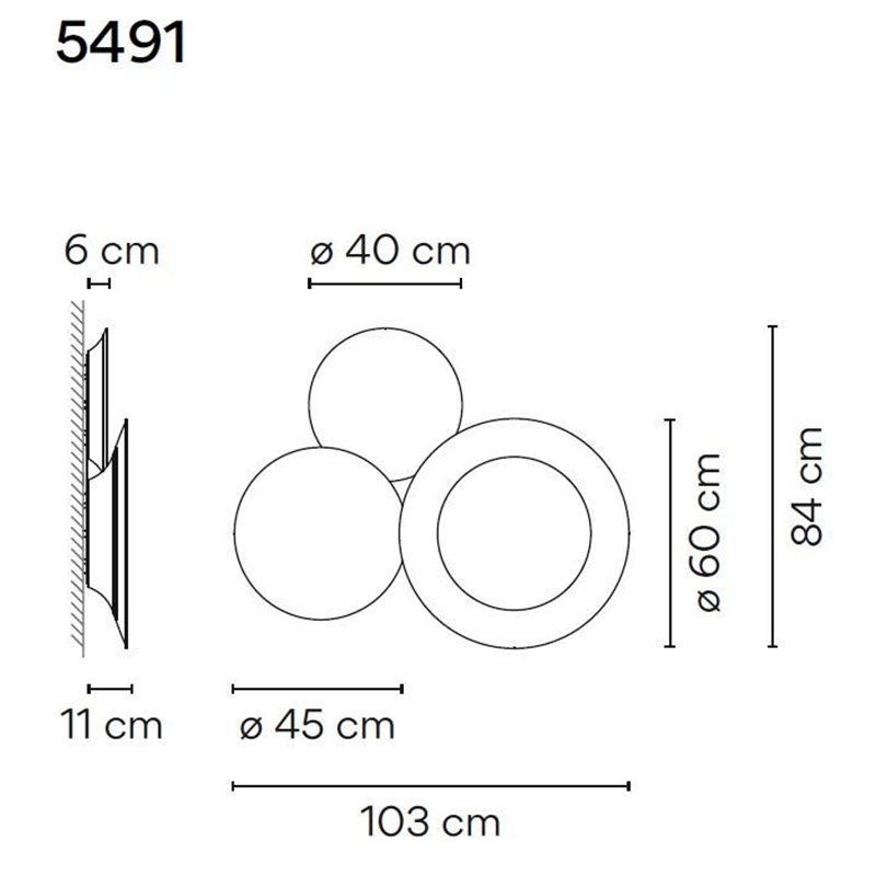 Vibia Puck Wall Art Triple 103 applique