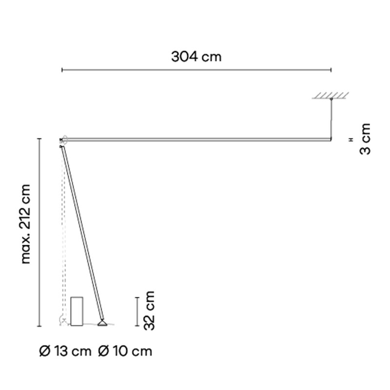 Vibia Sticks solo 304 cm UGR <19 - 7379 lampadaire