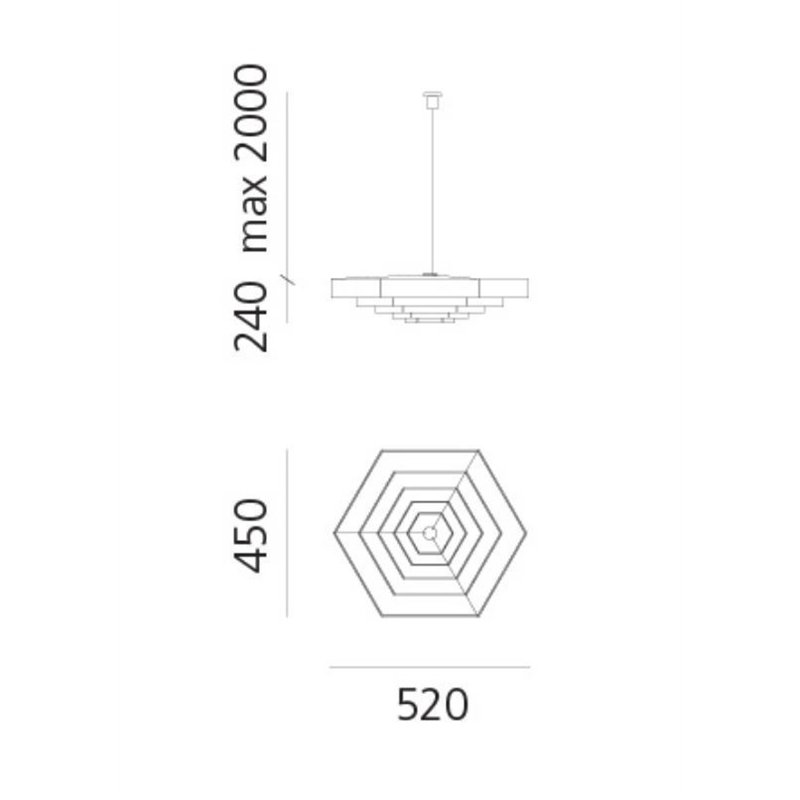 Artemide Lampada Esagonale 52 Lampe à Suspension