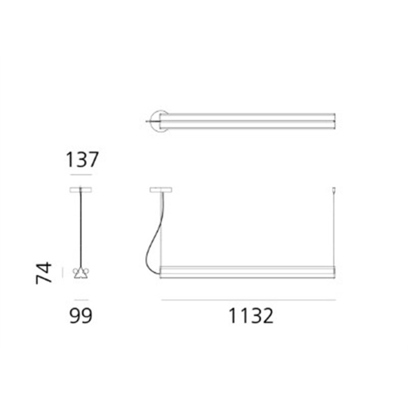 Artemide Dreispitz - 2 Diffused Emission - 120 - Horizontal  lampe à suspension
