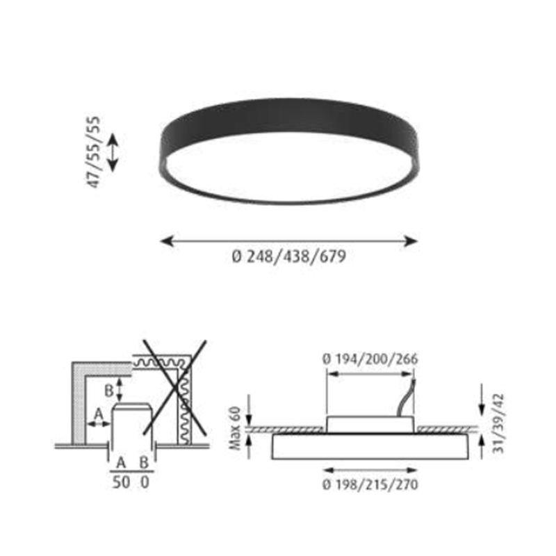 Louis Poulsen Lp Slim Round Semi Recessed ⌀440 Plafonnier