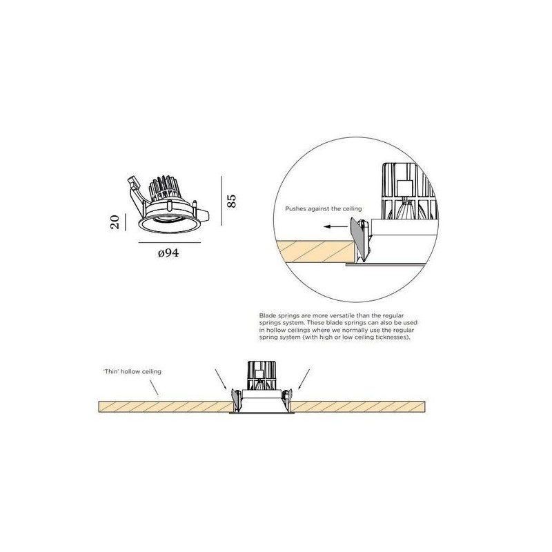 Wever & Ducré Deep Adjust 1.0 MR16 ressorts à lames Spot encastré