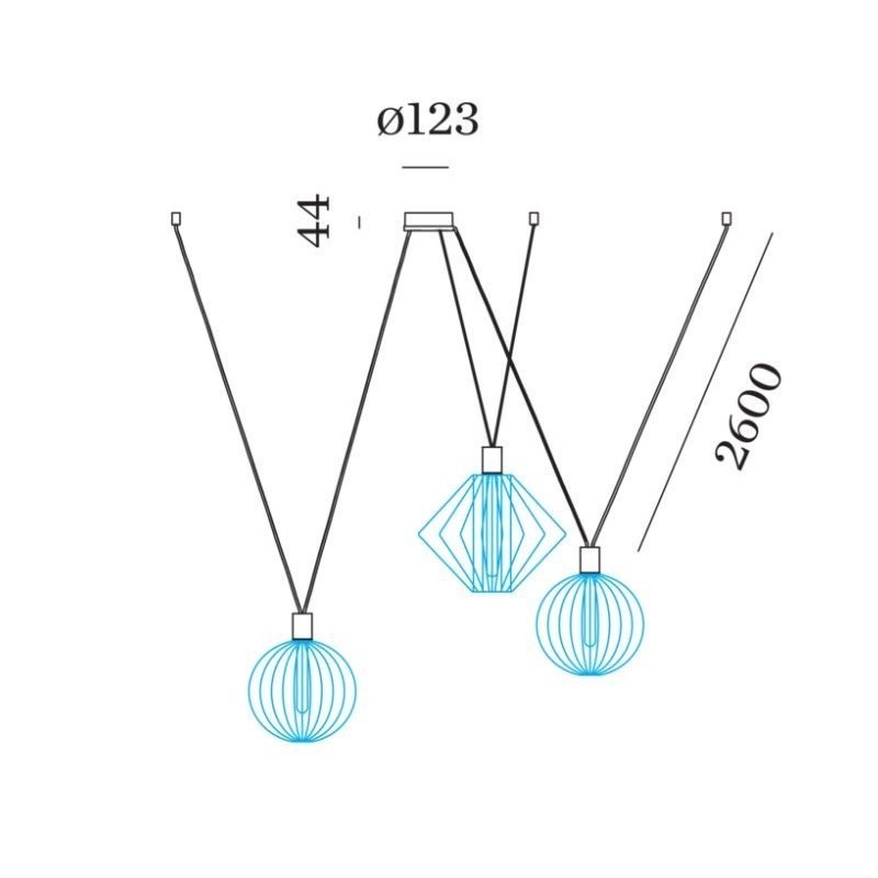 Wever & Ducré Wiro Decenter 3.0 Suspension Set | E27 | 2.6M | For 3 Shades