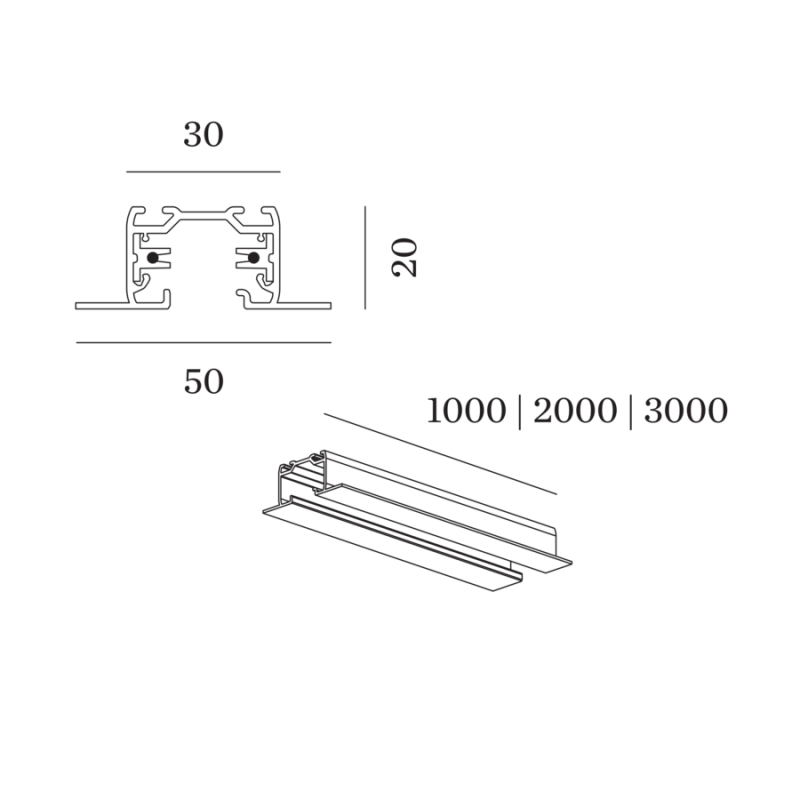 Wever & Ducré Track Profile 2M 1-Phase Track | Recessed