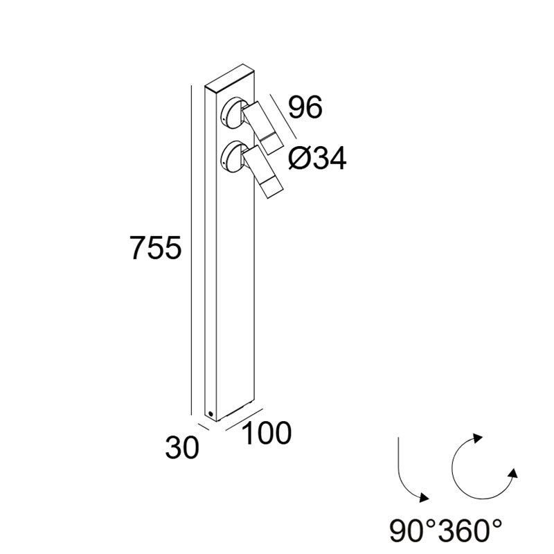 Delta Light Spix P70-2 Lampadaire extérieur