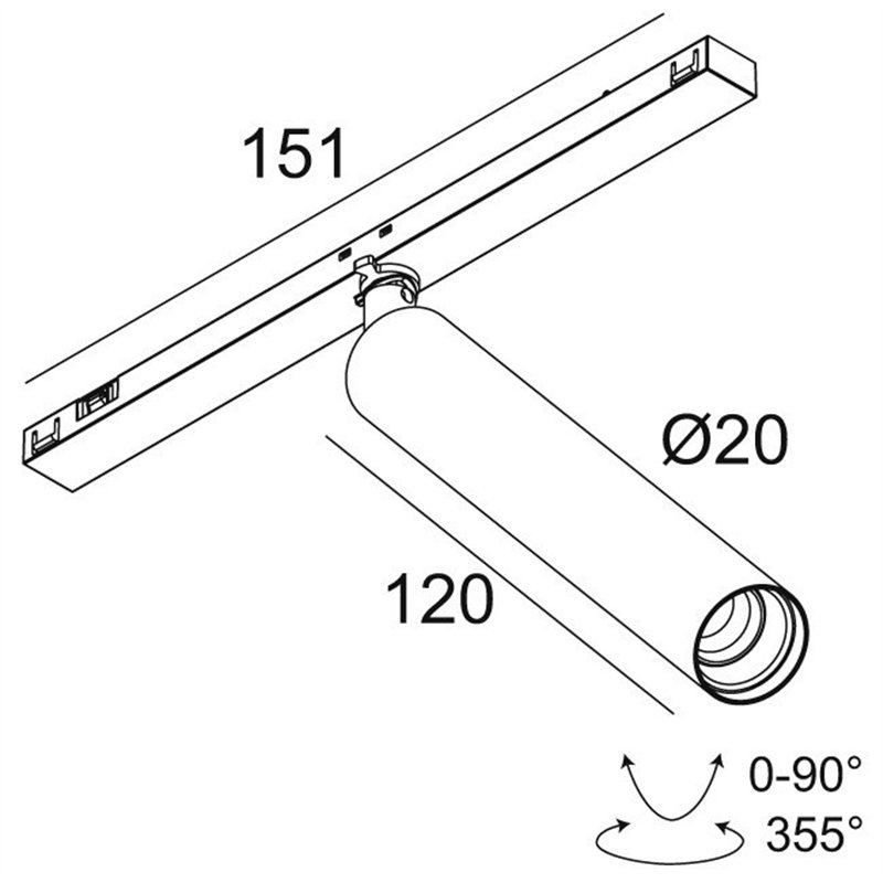 Delta Light Sl19 - SPY 20 L DIM5 Éclairage sur rail