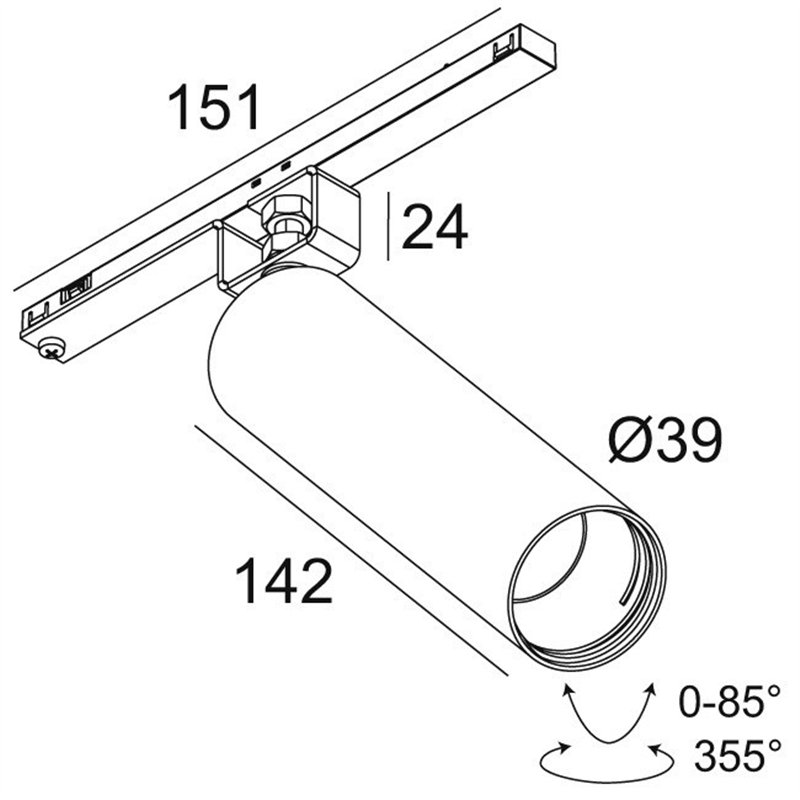 Delta Light Spl14 - Spy 39 L DIM5 Éclairage sur rail