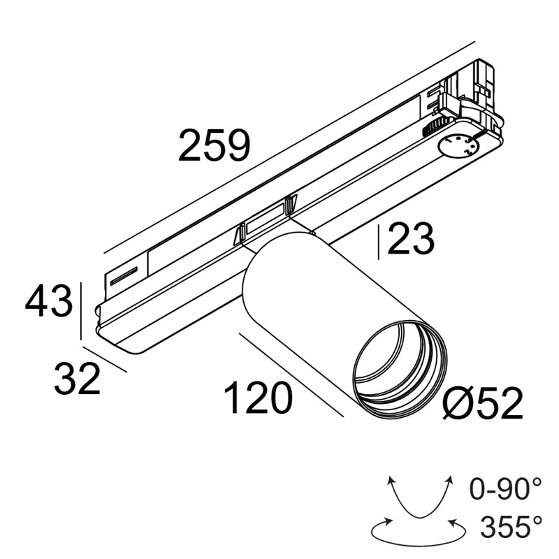 Delta Light Spy 52 Soft ADM DIM5 Éclairage sur rail