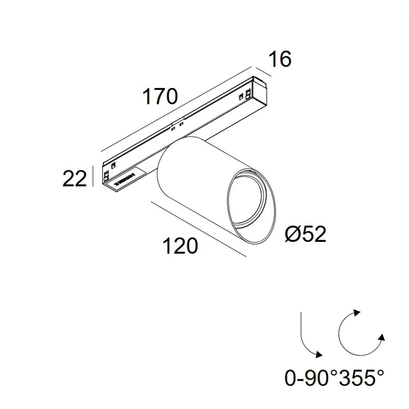 Delta Light M26L - Spy 52 Wallwash Soft DIM5 Éclairage sur rail