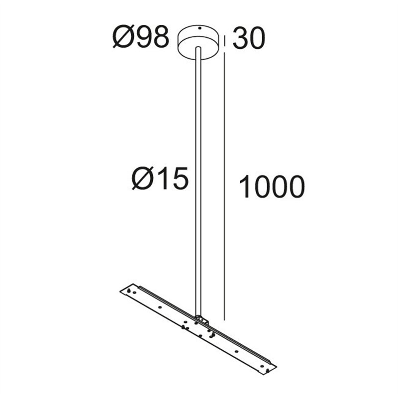 Delta Light CENTRAL ROD SUSPENSION 65 1m Hanglamp
