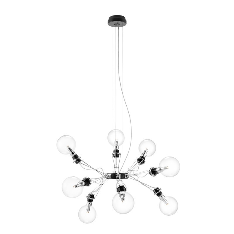 Lampe à suspension Lumina Matrix Otto avec huit lampes distinctes, dimmable et compatible avec ampoules E27.