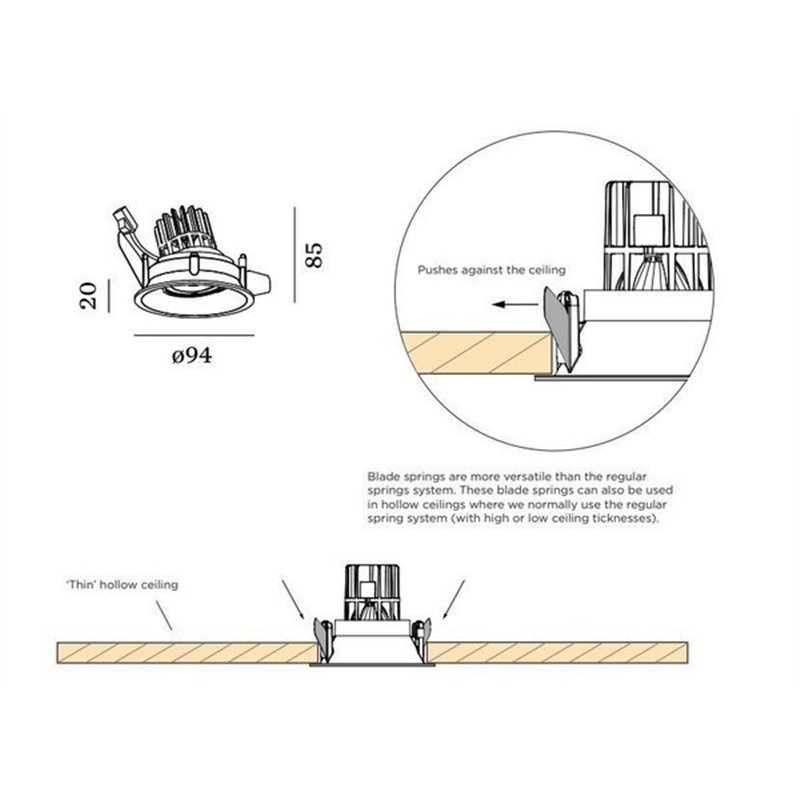 Wever & Ducré Deep Adjust 1.0 LED ressorts à lames Spot encastré