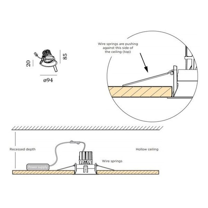 Wever & Ducré Deep Adjust 1.0 PAR16 ressorts métalliques Spot encastré