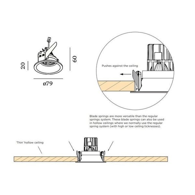 Wever & Ducré Deep Adjust Petit 1.0 LED ressorts à lames Spot encastré